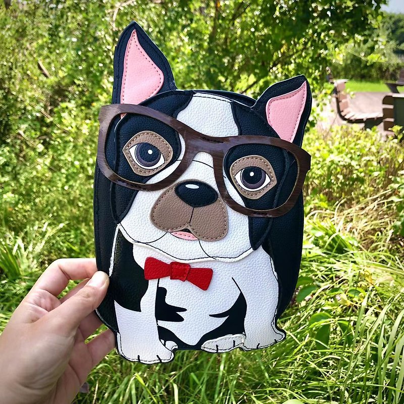 Smart Boston Terrier Childlike Shaped Crossbody Animal Bag - Cool Le Village - กระเป๋าแมสเซนเจอร์ - หนังเทียม สีดำ