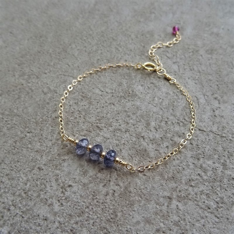Iolite Faceted Rondelles 14K GF Handmade Layering Bracelet | Lavender Purple - Bracelets - Semi-Precious Stones Purple