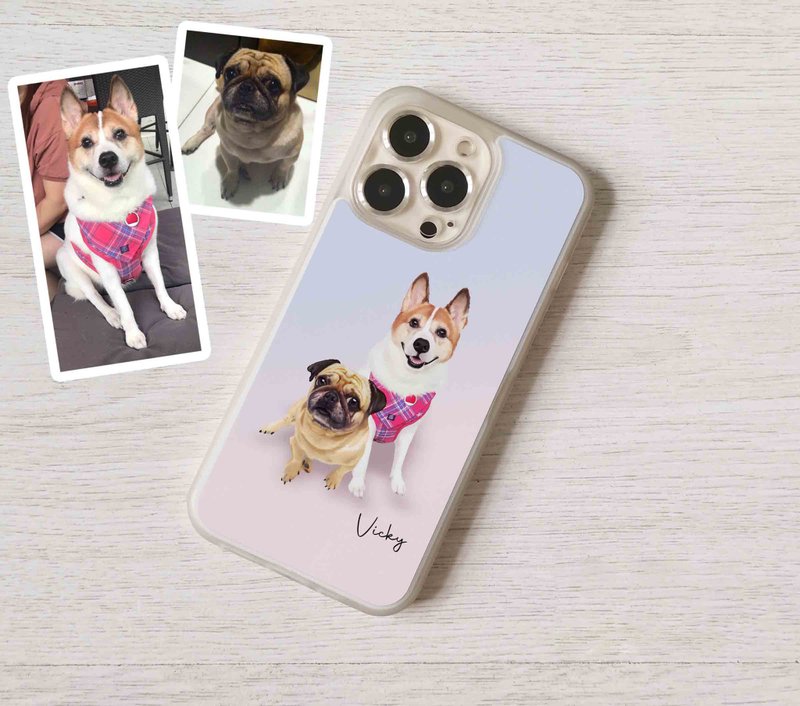 Pet Portrait Dog Drawing Personalized gift cover iPhone case 16 15 14 Pro Max + - เคส/ซองมือถือ - พลาสติก หลากหลายสี