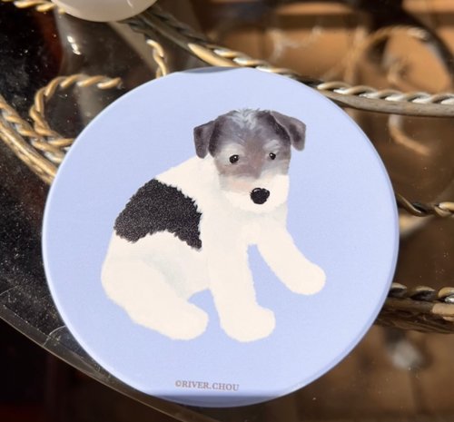 小鐵的遊樂園 Wirefoxterrier 剛毛獵狐梗 水彩畫杯墊 幼仔