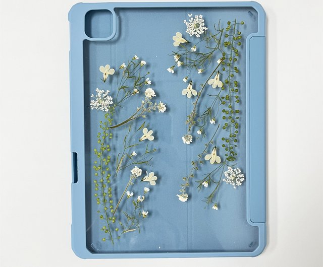 ホワイトフロスガーデン ハンドメイド押し花 iPad ケース iPad