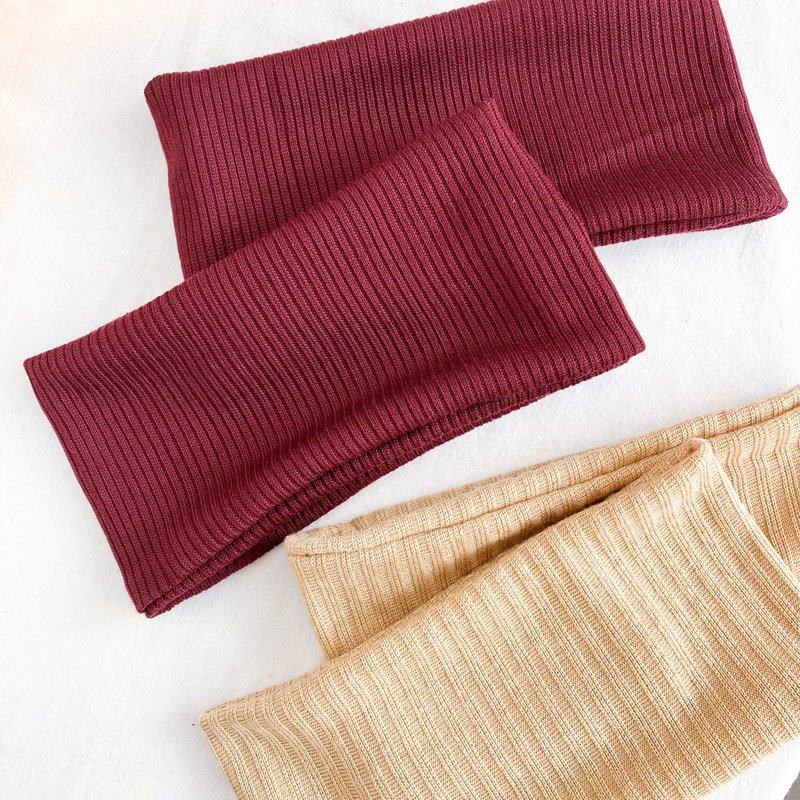 Burgundy Red and Light Brown Cotton Neck Warmer Headband - ที่คาดผม - ขนแกะ สีแดง