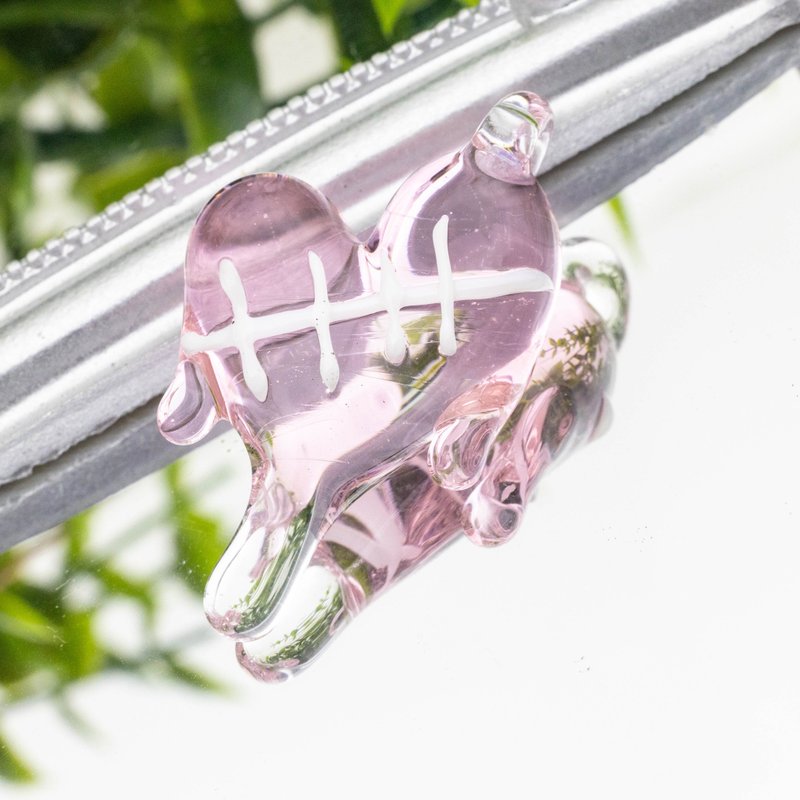 Scar melting heart necklace (pink and transparent) - Necklaces - Glass Pink