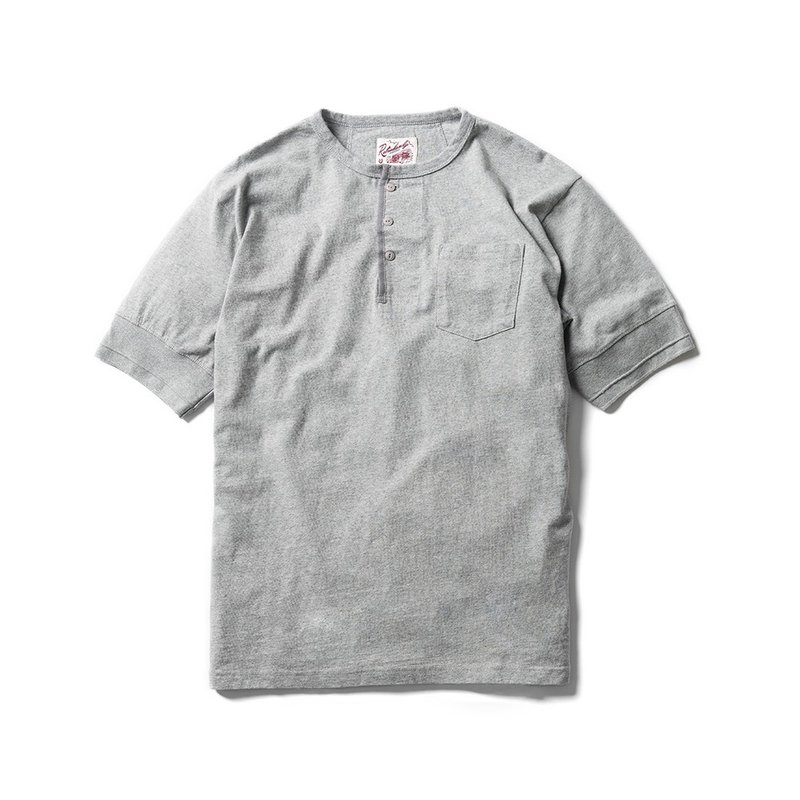 Henley Classic(S) - 灰Gray - 男 T 恤 - 棉．麻 
