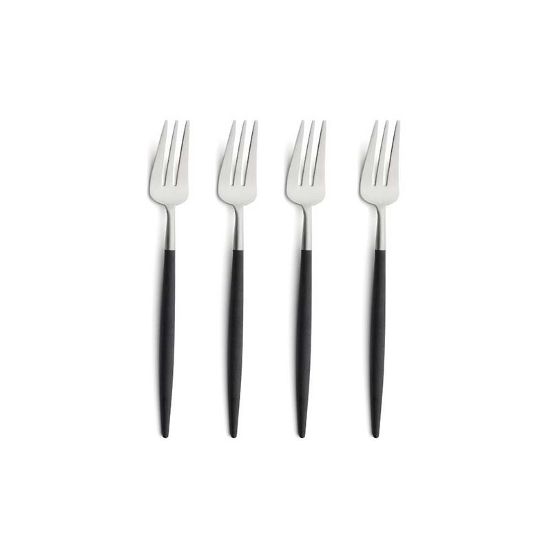 葡萄牙Cutipol GOA系列黑柄點心水果叉四件組 - 刀/叉/湯匙/餐具組 - 不鏽鋼 黑色