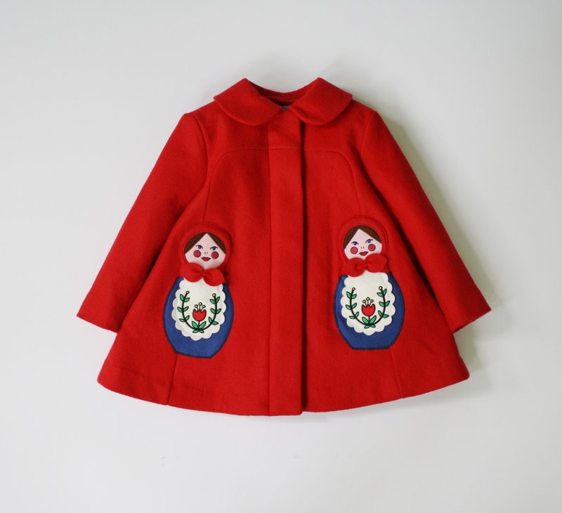Girls Red Dress Coat - 男/女童外套 - 羊毛 紅色