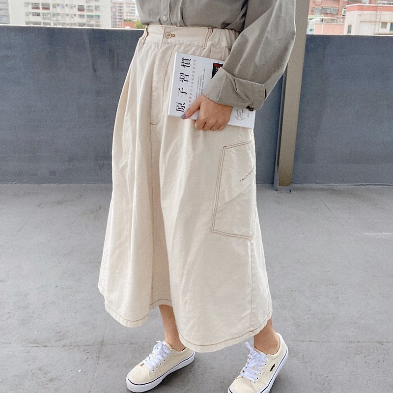 im a handful // Slim midi skirt - Skirts - Cotton & Hemp White