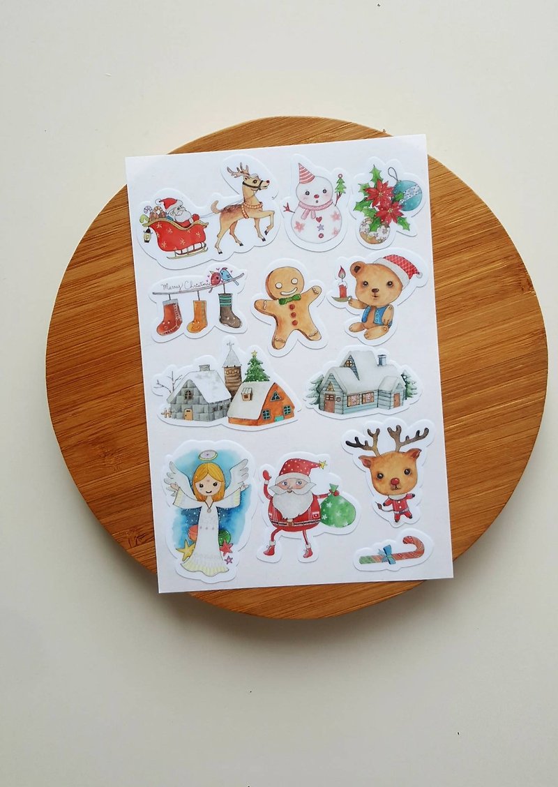 Festive Series - Hand-painted Christmas sticker - Stickers - Other Materials 