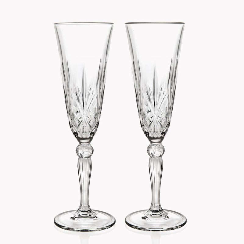 (price for one pair) 160cc [Italian RCR] Champagne flute wedding crystal champagne pair - Bar Glasses & Drinkware - Glass Transparent