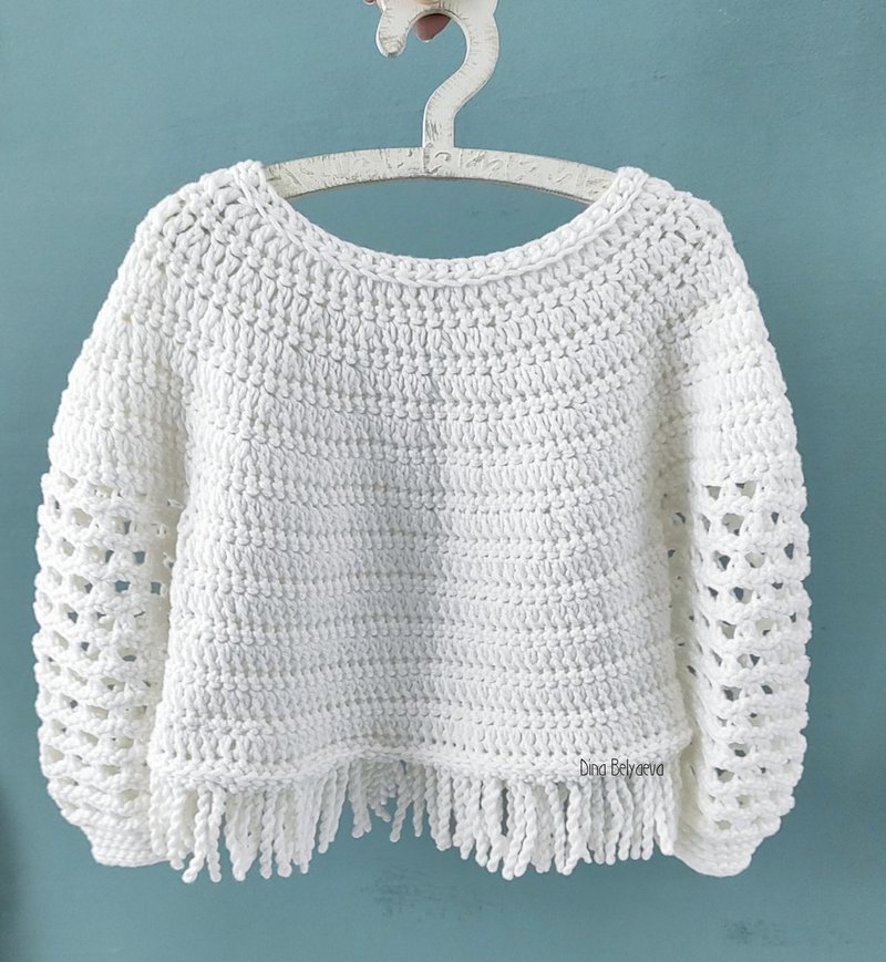 Baby jumper crochet pattern, baby crochet sweater, fringe baby sweater - คอร์สออนไลน์ - วัสดุอื่นๆ 