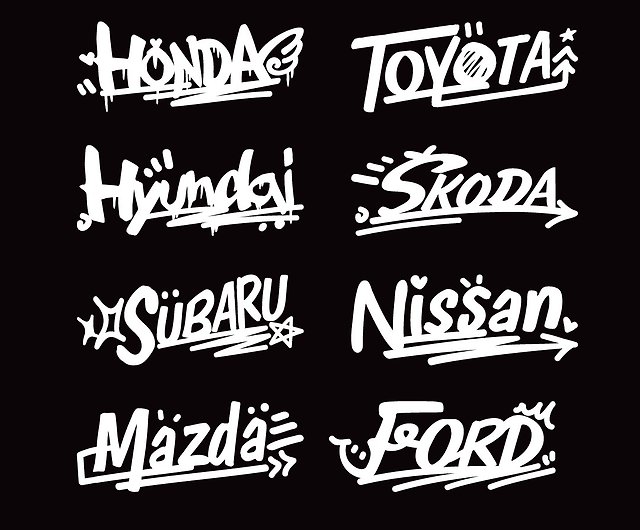 TOYOTA MAZDA NISSAN Universal Graffiti Style Reflective Sticker Car Sticker  Car Sticker - Shop imfkw Stickers - Pinkoi