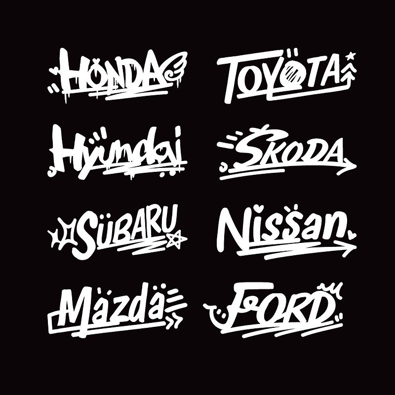 TOYOTA MAZDA NISSAN Universal Graffiti Style Reflective Sticker Car Sticker Car Sticker - Stickers - Waterproof Material 