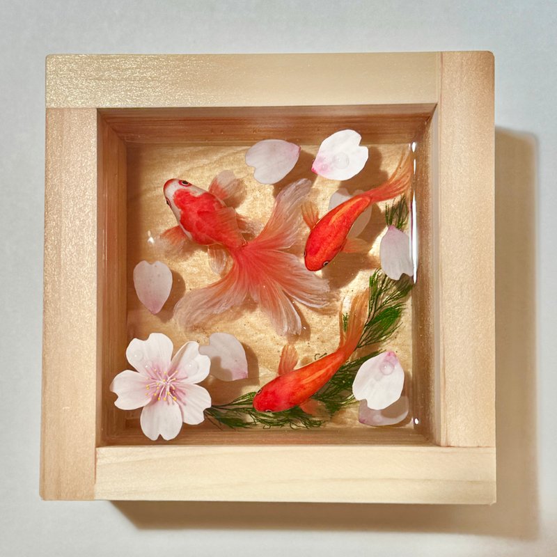 檜桶中游泳的金魚　櫻花　擺設 - 擺飾/家飾品 - 木頭 