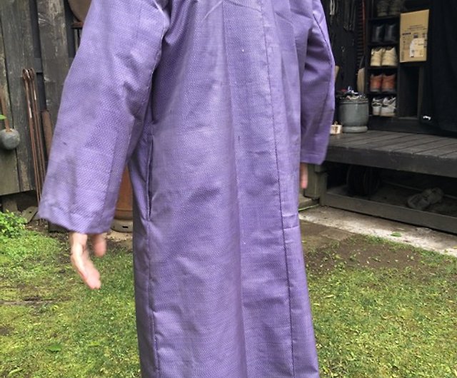 薄紫の紬着物生地リメイクコート - ショップ 自然堂 ジャケット - Pinkoi