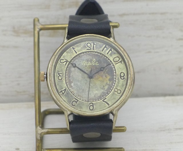 手作り腕時計 Grandad B Rev 42mmbrass 逆回転時計 手作り腕時計 Jum116rev ショップ 手作り時計 渡辺工房 腕時計 Pinkoi