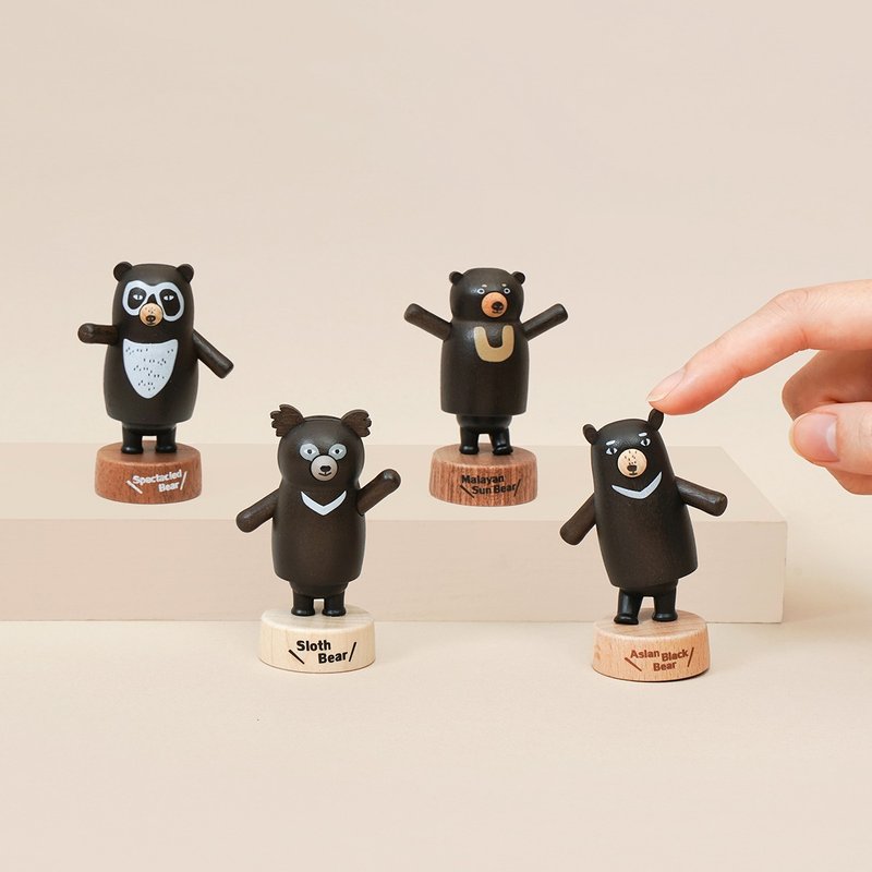 World Bear Family - Mini Bobblehead - Stuffed Dolls & Figurines - Wood Multicolor