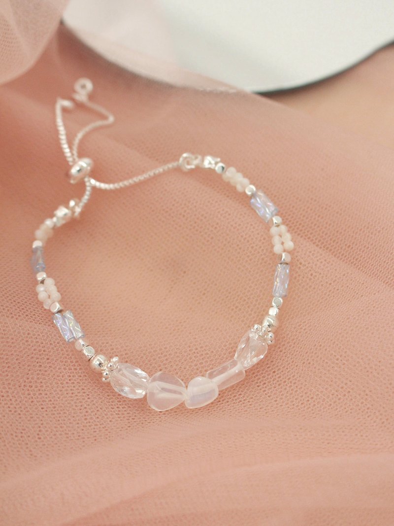 Mirror of the sky. MUCHAT handmade opal crystal shell bead drawstring bracelet - Bracelets - Other Metals Transparent