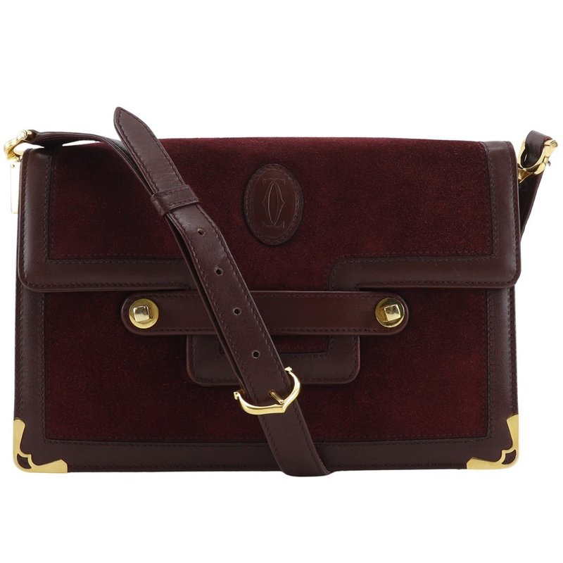 【日本直送】カルティエ CARTIER マストライン ショルダーバッグ スウェード×カーフ ボルドー レディース【中古】 - 側背包/斜背包 - 真皮 紅色