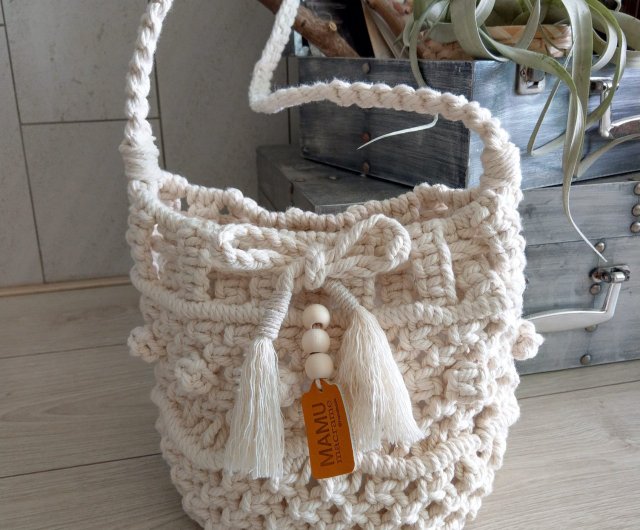 Macrame bucket bag hot sale