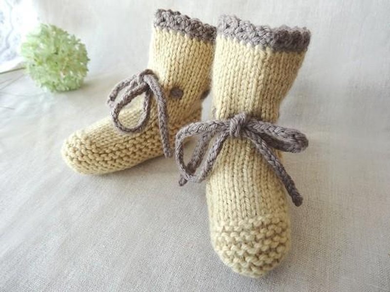 075 3M ~ baby booties shrink-proof wool - Baby Gift Sets - Cotton & Hemp Yellow