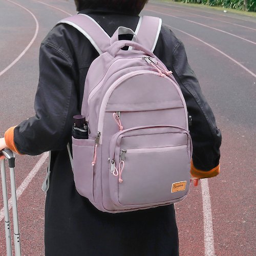 OMC 輕旅行大容量收納款筆電後背包(藕紫)