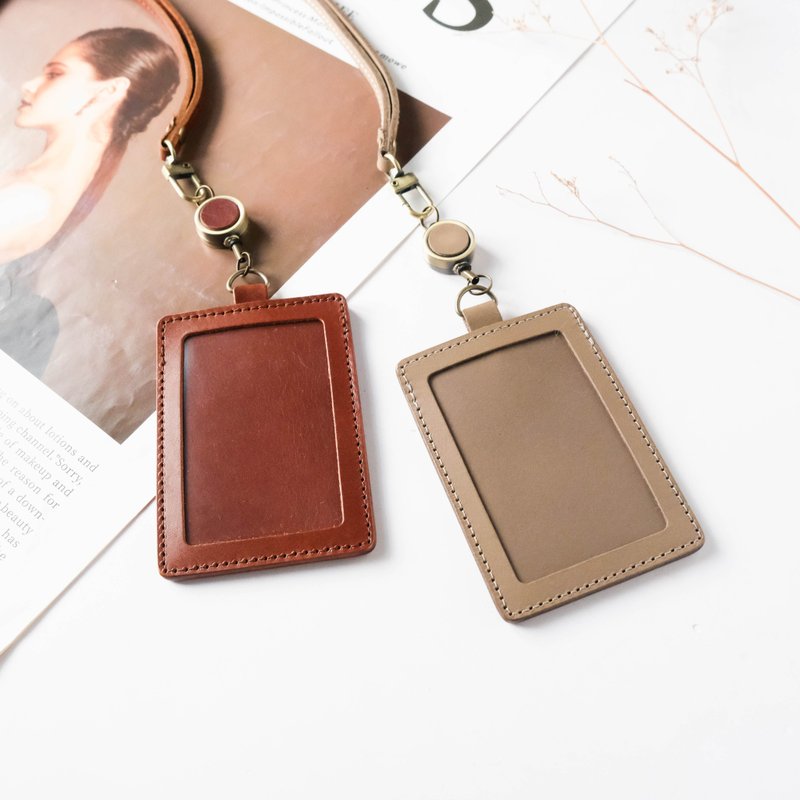 【福利品】【拉瑪皮革】伸縮/日系/隱藏式開口/抗干擾證件套 - 證件套/識別證套 - 真皮 多色