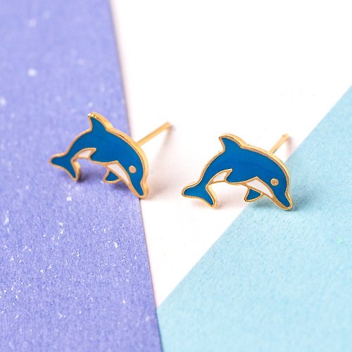Little OH! 手工飾品 海豚 海洋系列 耳環 耳夾