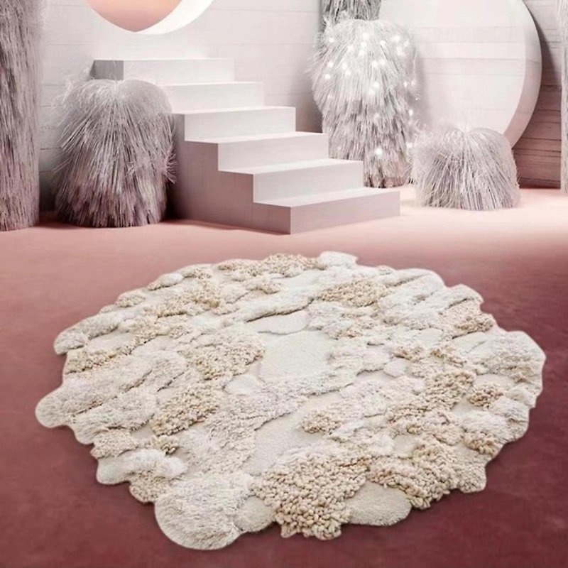 北歐風 手作 紐西蘭 羊毛地毯 雪世界 客廳臥室 床邊墊 家居裝飾 - 地墊/地毯 - 羊毛 