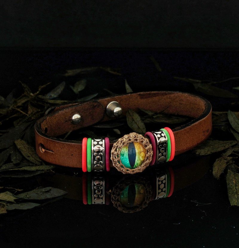 Cateye Leather Bracelet E-2 - Bracelets - Genuine Leather 