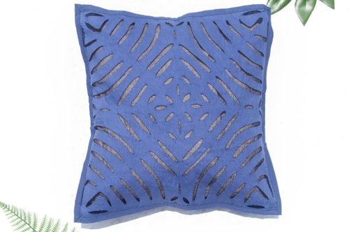 omhandmade 手工刺繡抱枕套 波希米亞抱枕套 北歐風抱枕套 民族風抱枕-藍蕾絲