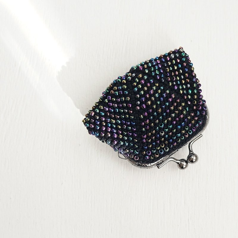 Ba-ba handmade Beads crochet square pouch No.2021 - 小銭入れ - その他の素材 ブラック