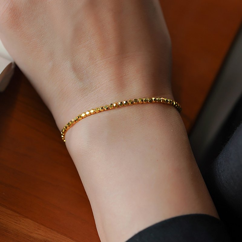 Tang eight edge broken gold bracelet is not time 999 ancient gold pure gold beaded simple handmade birth year gift - Bracelets - 24K Gold Gold