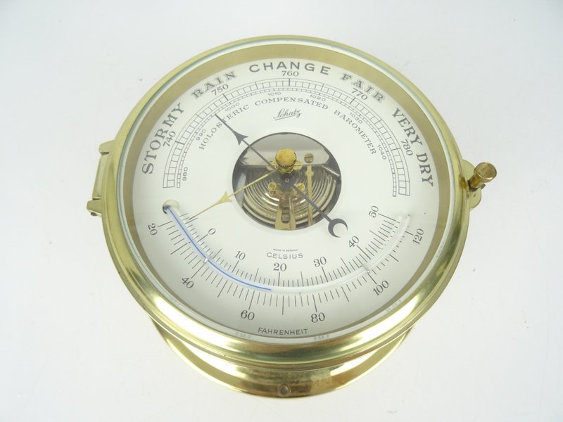 Vintage Schatz German Mariner Ships Barometer Thermometer Working - 其他 - 木頭 咖啡色