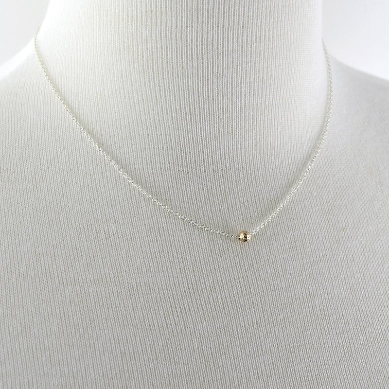 Tiny 14K Solid Gold Ball Necklace - สร้อยคอทรง Collar - โรสโกลด์ สีทอง