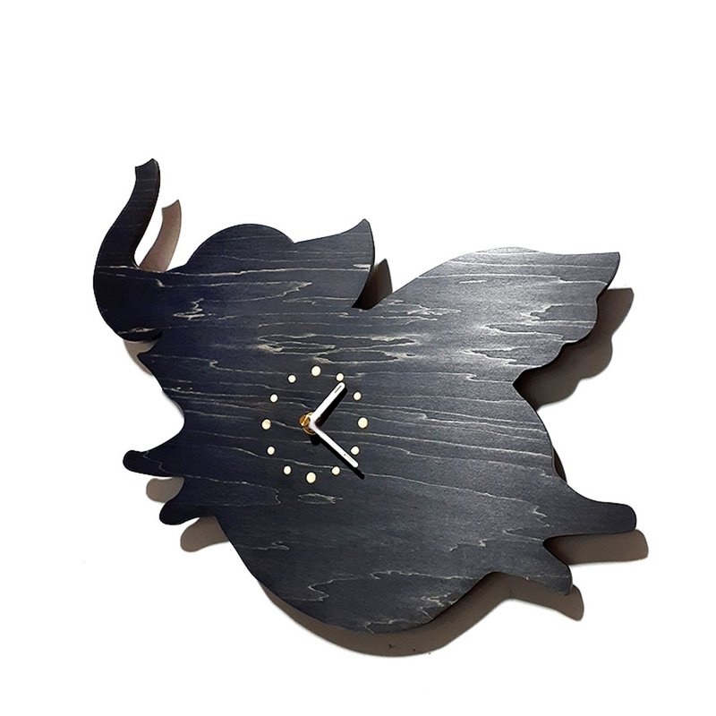 Handmade wooden creative clock wants to fly - Dumbo - นาฬิกา - ไม้ สีดำ