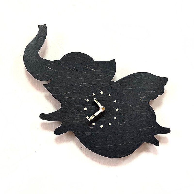 Handmade wooden creative clock wants to fly - Dumbo - นาฬิกา - ไม้ สีดำ