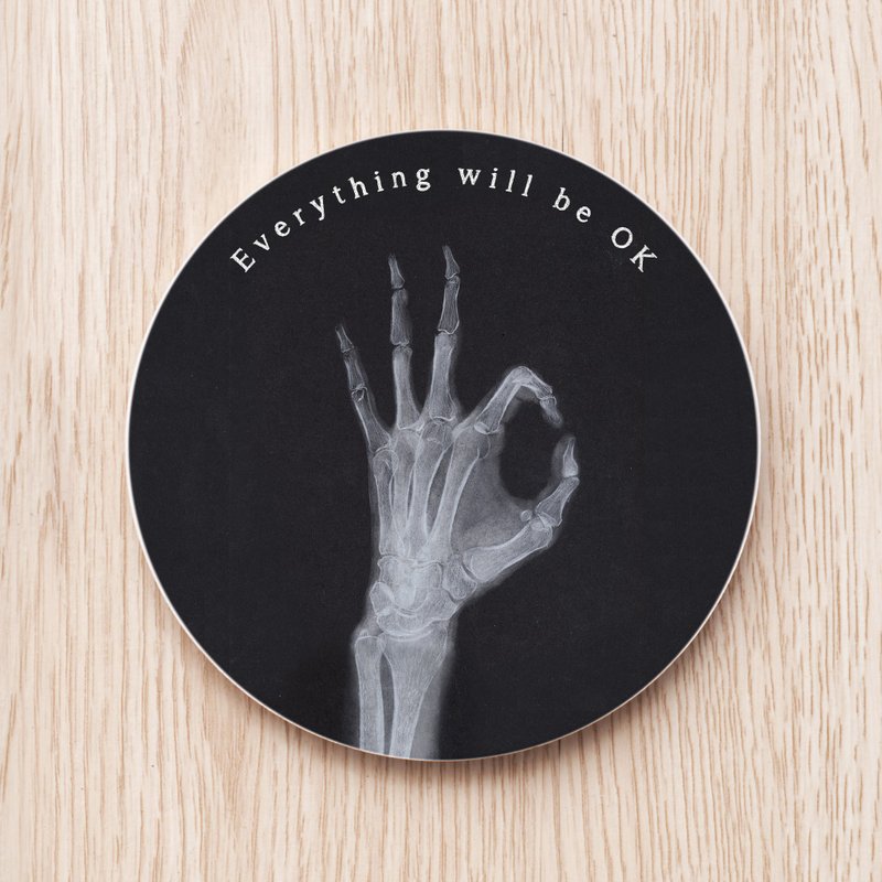 Everything OK X-ray Custom Ceramic Coasters/Medical Anatomy Bioscience Radiology Black and White Bones - Coasters - Porcelain Green