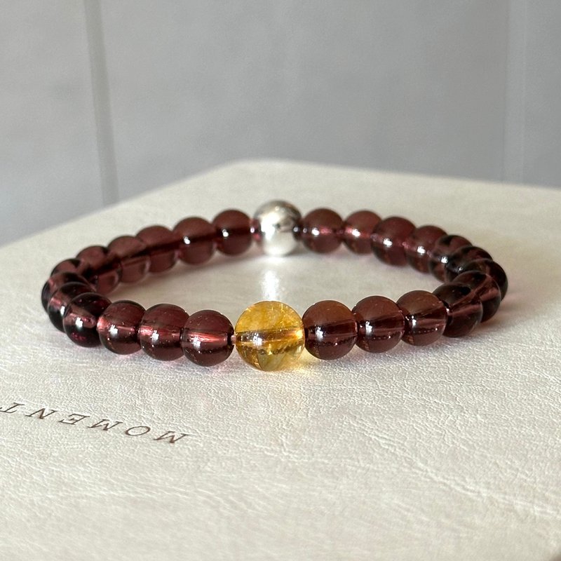 [Espresso Glaze] Brown Glaze Citrine Silver Bracelet Lucky Gathers Partial Wealth Wisdom and Confidence - Bracelets - Colored Glass Blue