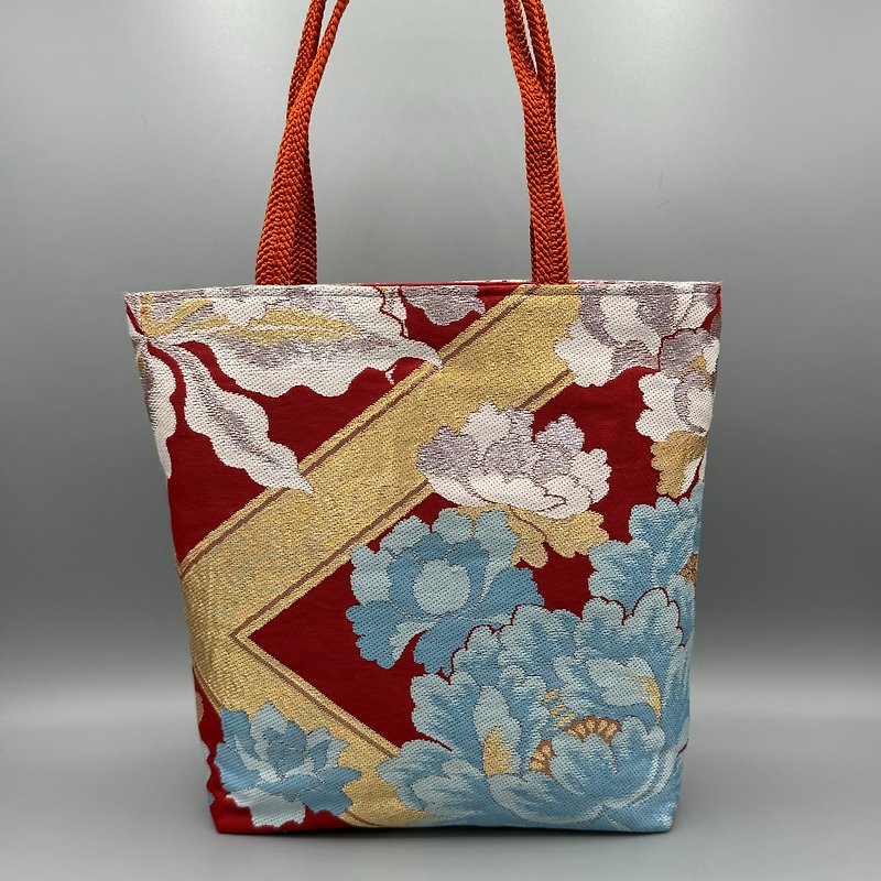 Kimono Obijime Remake Tote bag - Handbags & Totes - Silk Red