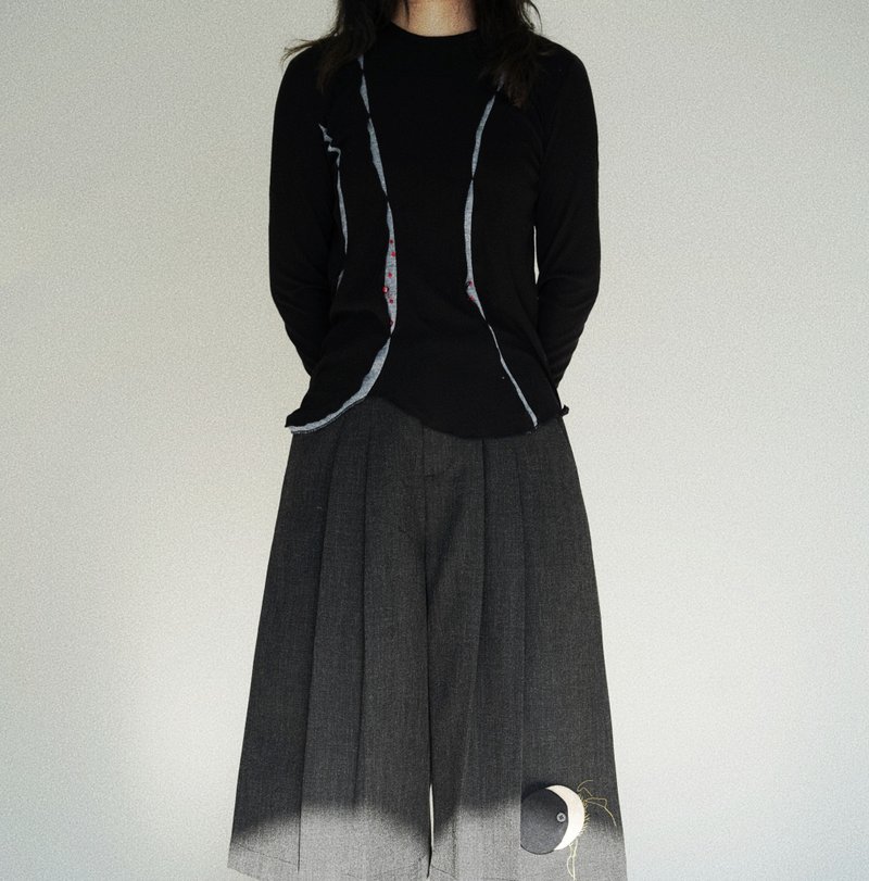 【手工流淌】復古中性復古風/多種穿法調節收腰針織衫 - 其他 - 其他材質 黑色