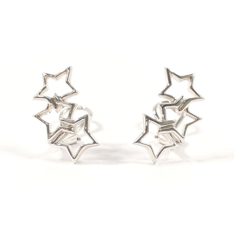 【日本直送 中古美品】ティファニー TIFFANY&Co. イヤリング トリプルスター 星 シルバー925 ヴィンテージ アクセサリー 新品仕上げ済み - 耳環/耳夾/耳骨夾 - 純銀 銀色