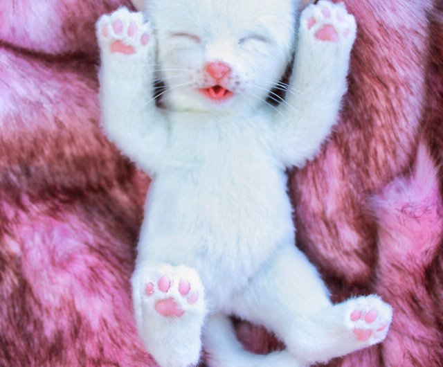 Realistic Kitten Cat Toy Pet Soft Sculpture Realistic Plush Stuffed Animal Kitty Home Office Decor