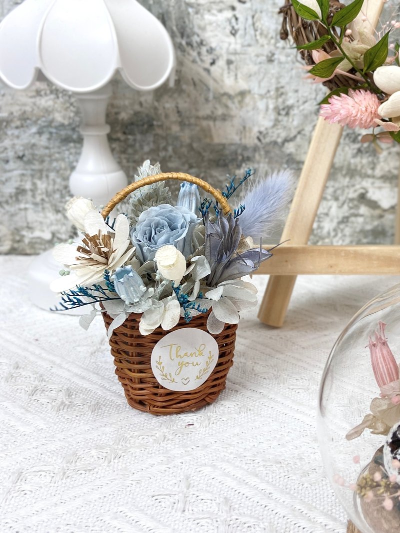 永生花迷你花籃磁鐵.婚禮小物.紀念品.辦公室小物.母親節禮物 - 乾燥花/永生花 - 植物．花 藍色