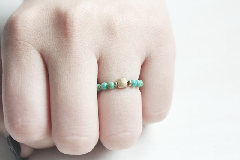 Turquoise土耳其石經典天然石彈性戒指 - 戒指 - 寶石 綠色