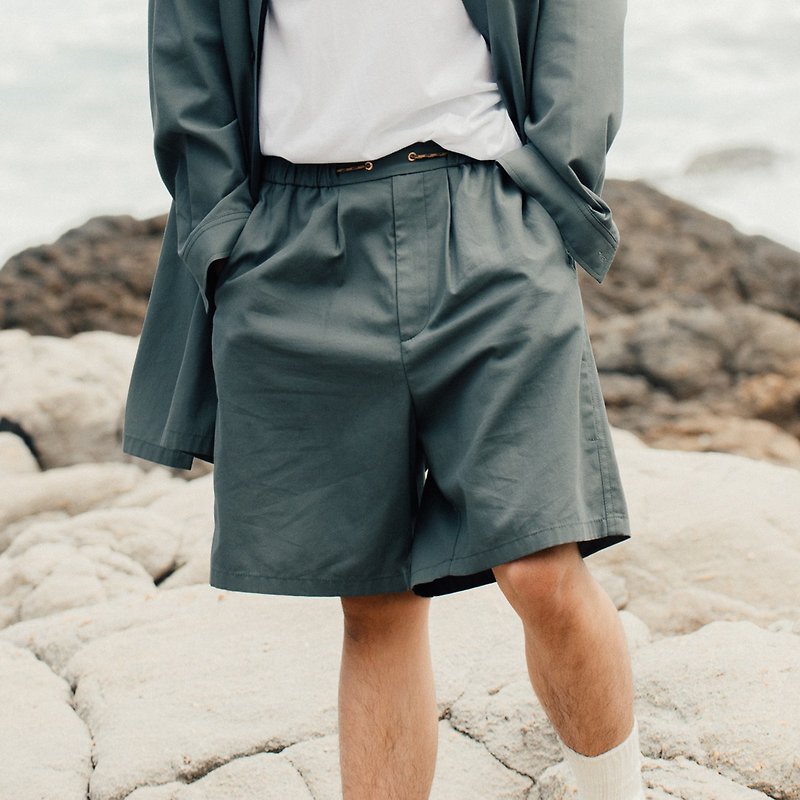 呼吸透氣短褲 (鯊魚腮出風設計) - 男裝 短褲/牛仔短褲 - 棉．麻 綠色
