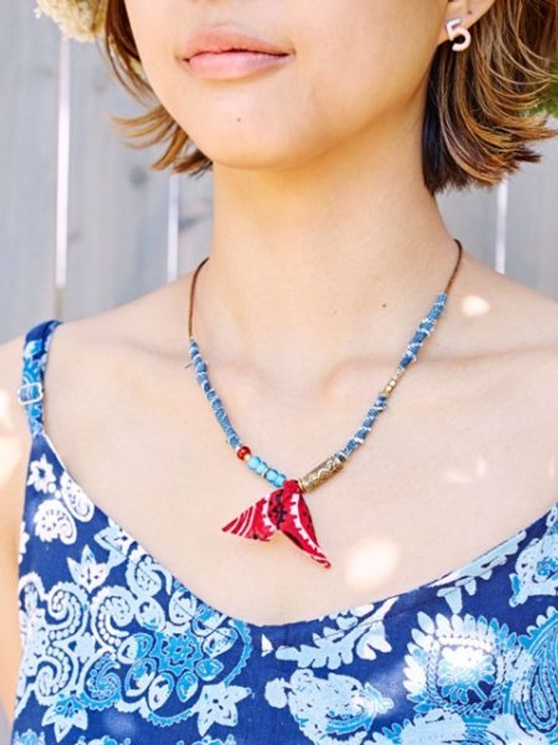 【Pre-order】 ☼ scarf ribbon necklace ☼ (two-color) - Necklaces - Cotton & Hemp Multicolor