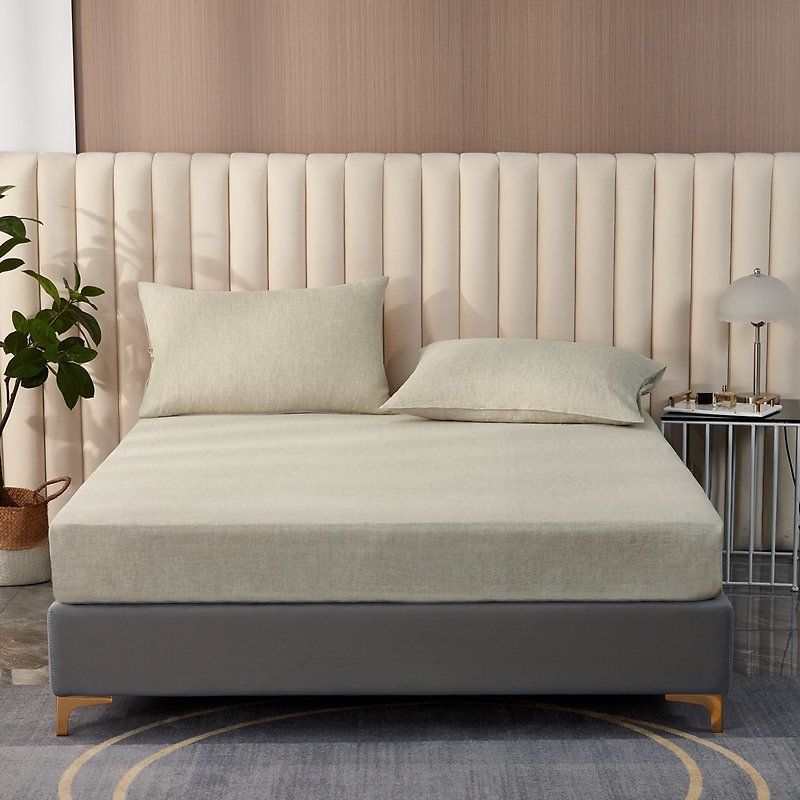 Yulu linen bed bag pillowcase set 100% pure Linen natural color can be customized - เครื่องนอน - ผ้าฝ้าย/ผ้าลินิน สีกากี