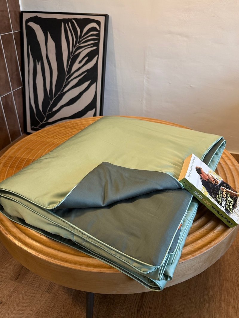 ROZZ 100% TENCEL™ Lyocell Double-Sided Color Block Quilt - Pine Green/Dark Green/Apple Green/Military Green - Bedding - Silk Green