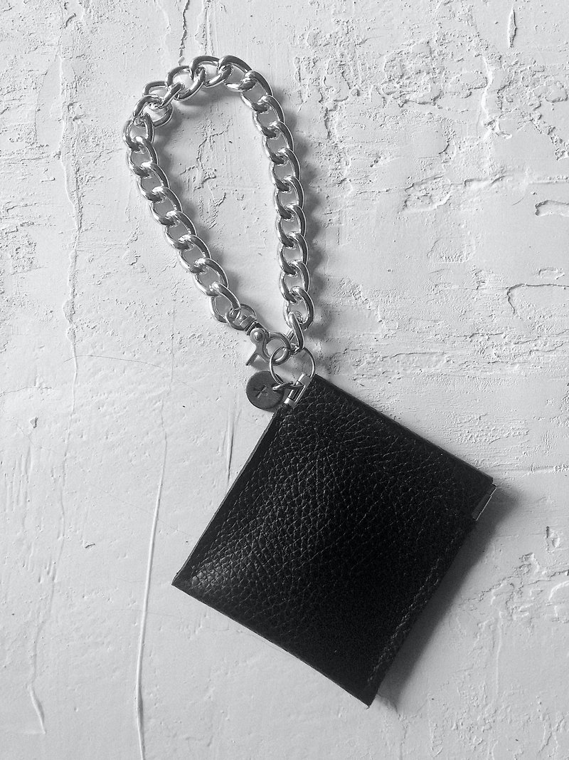 Spring gold leather coin purse - กระเป๋าใส่เหรียญ - หนังแท้ สีดำ