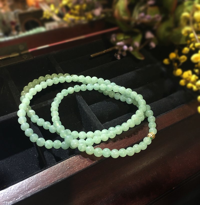 Enthusiastic - 108 ice green light jade necklace - สร้อยคอ - เครื่องเพชรพลอย 